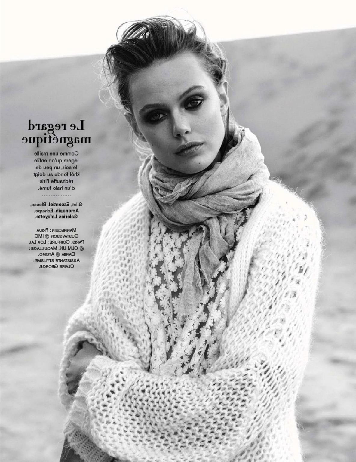 16P Frida Gustavsson showing off her small tits in the May 2015 issue of Glamour Fra