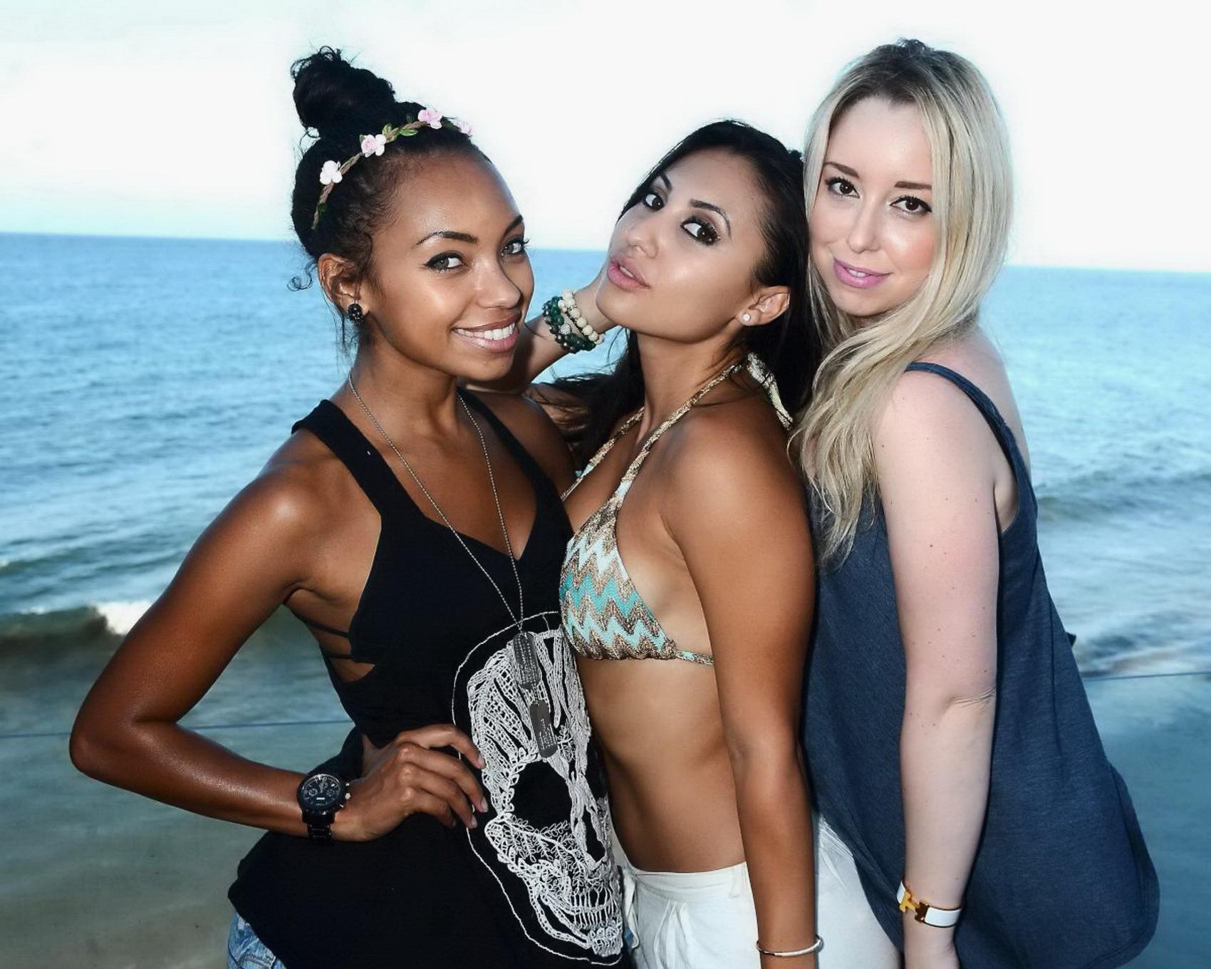 16P Francia Raisa busty in a colorful bikini top and shorts at her birthday party in
