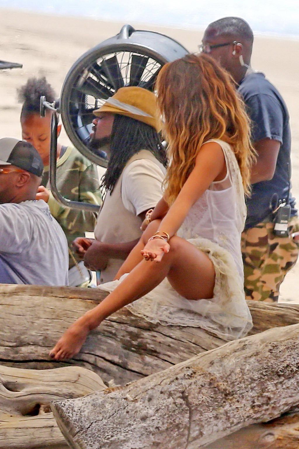 16P Nicole Scherzinger nip slip on the set of her new music video in Malibu