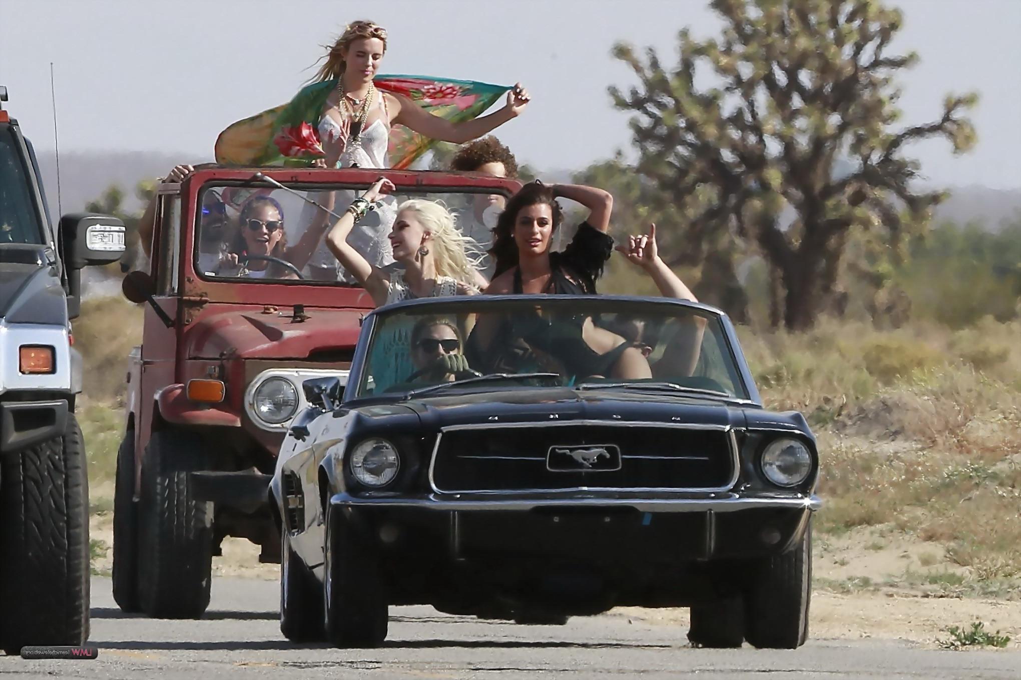 16P Lea Michele shows off her hot bikini body while filming her new music video