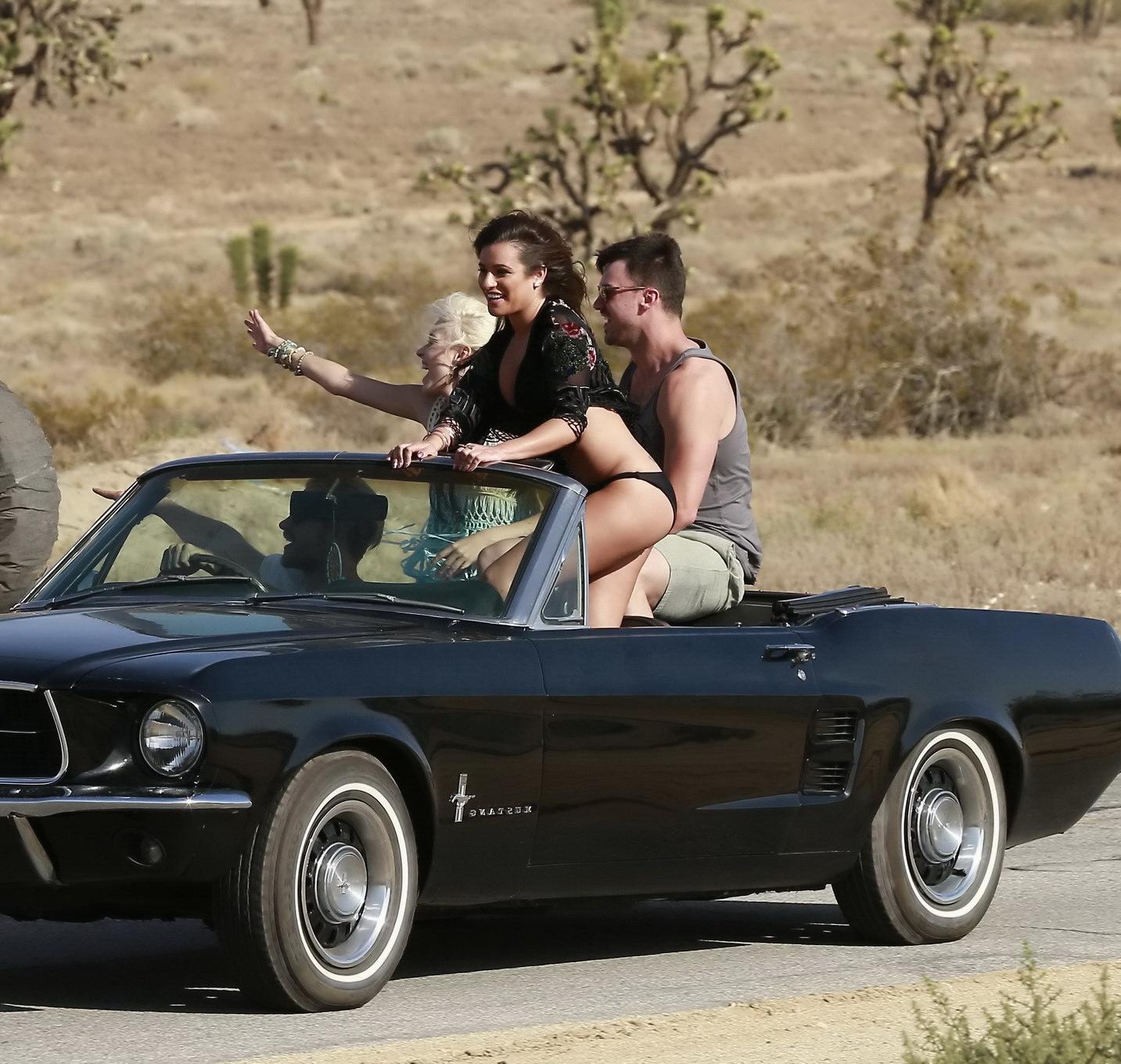 16P Lea Michele shows off her hot bikini body while filming her new music video