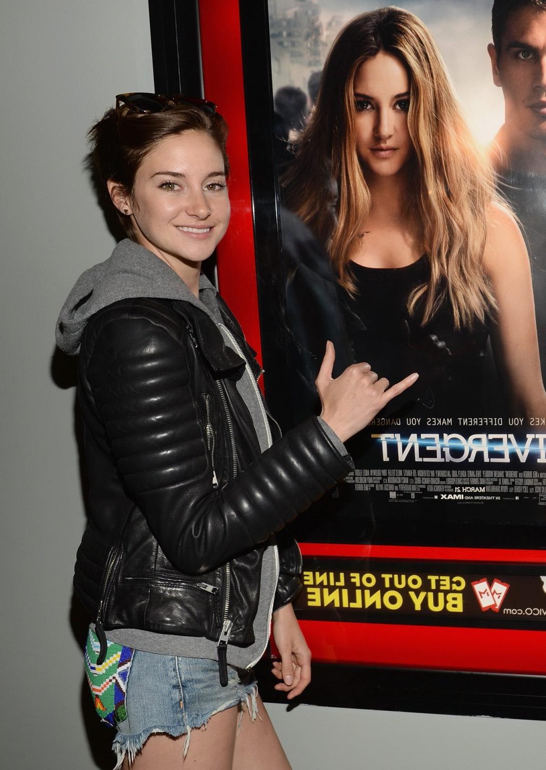 16P Shailene Woodley leggy  see through to bra at the private screening of 'Divergen