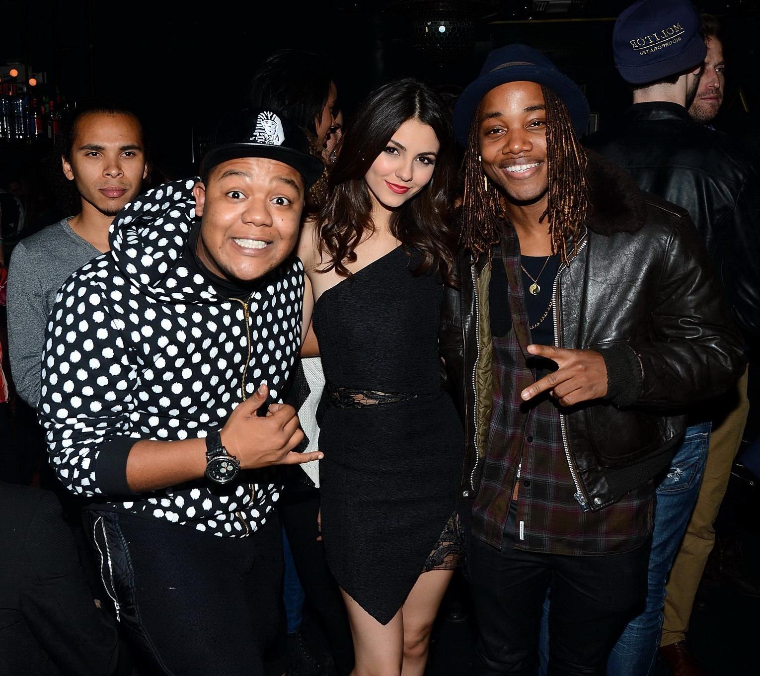 16P Victoria Justice leggy wearing a little black dress for her birthday party at Bo