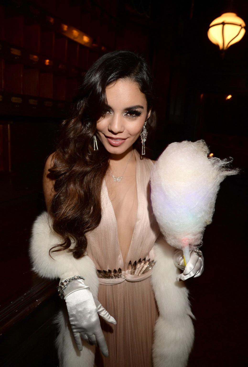 16P Vanessa Hudgens braless showing huge cleavage at her 25th Birthday Party at No V