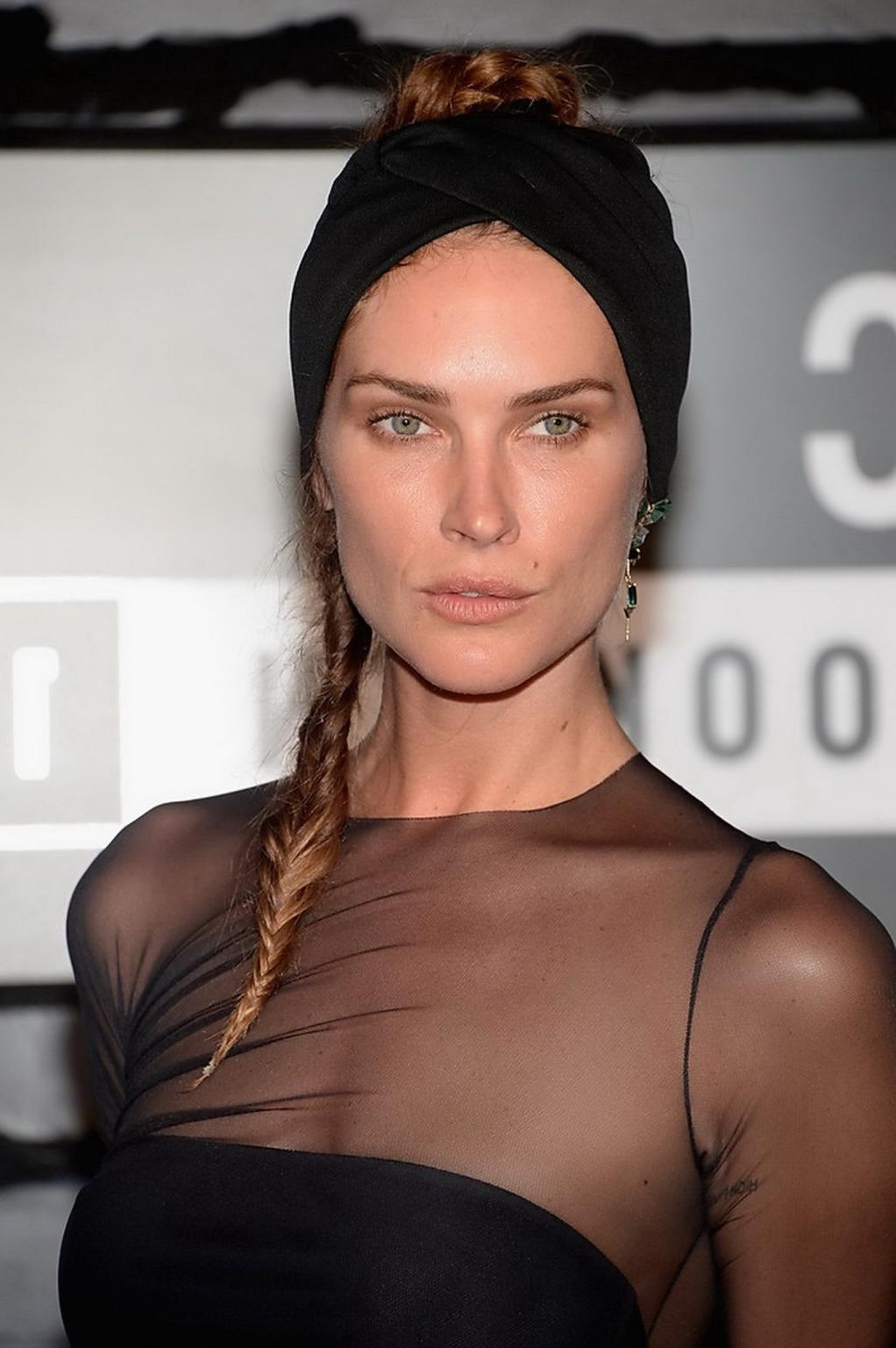 16P Erin Wasson wearing see-through black dress at 2013 MTV Video Music Awards in NY