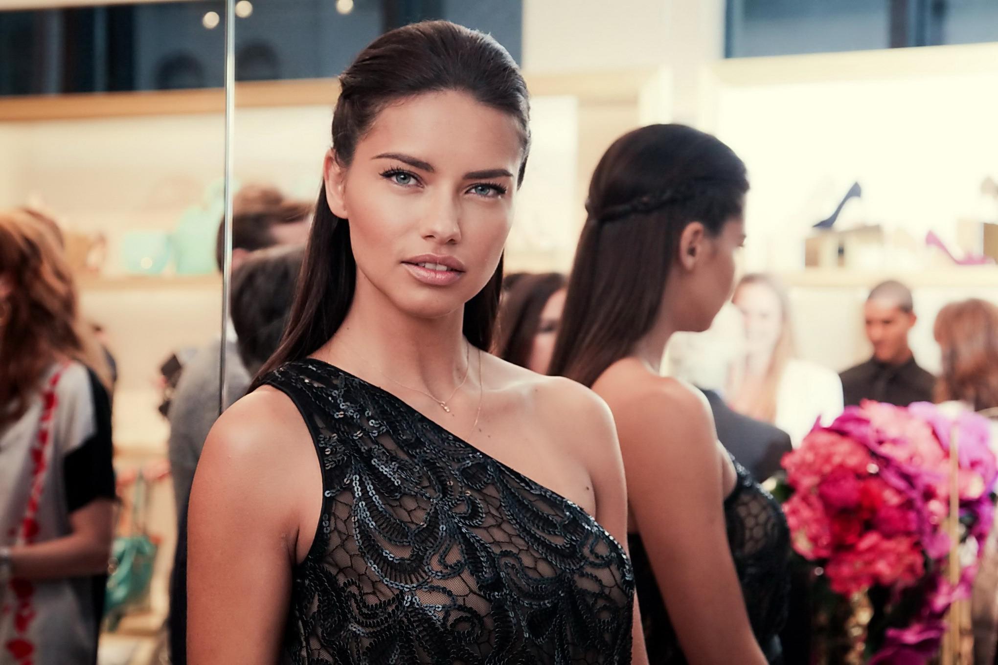 16P Adriana Lima celebrating her birthday in black transparent mini dress at the VC 