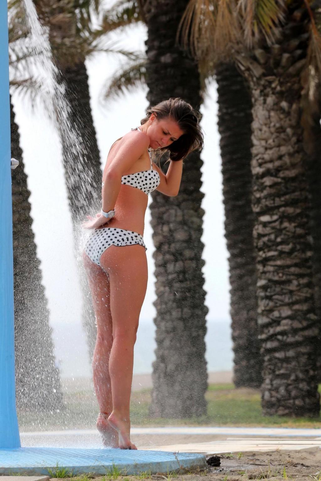 16P Brooke Vincent in polka dot bikini celebrating her 21st birthday on a Spanish be