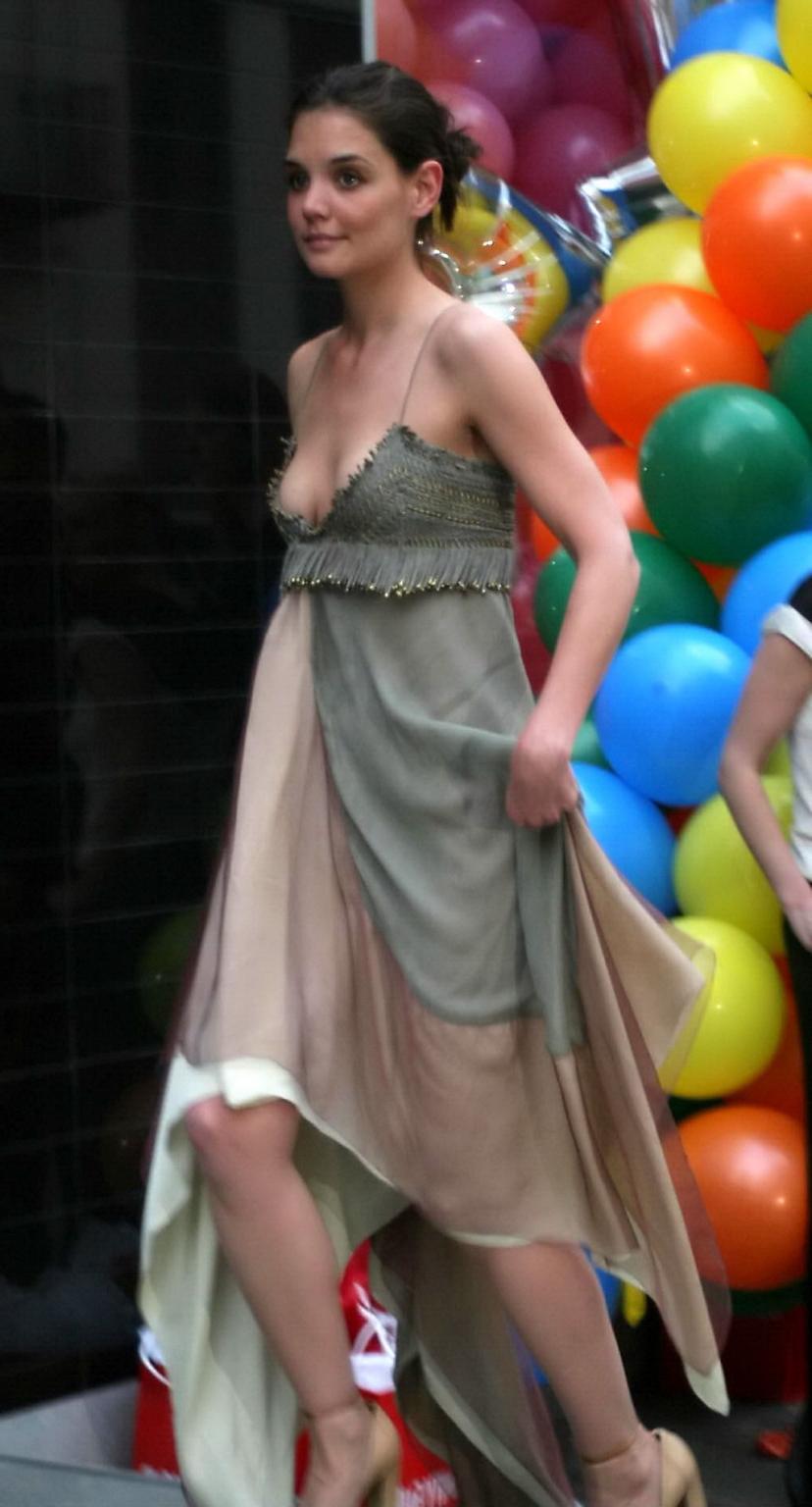 10P Katie Holmes nip slip  upskirt at 1st birthday party of Stella McCartney Store i