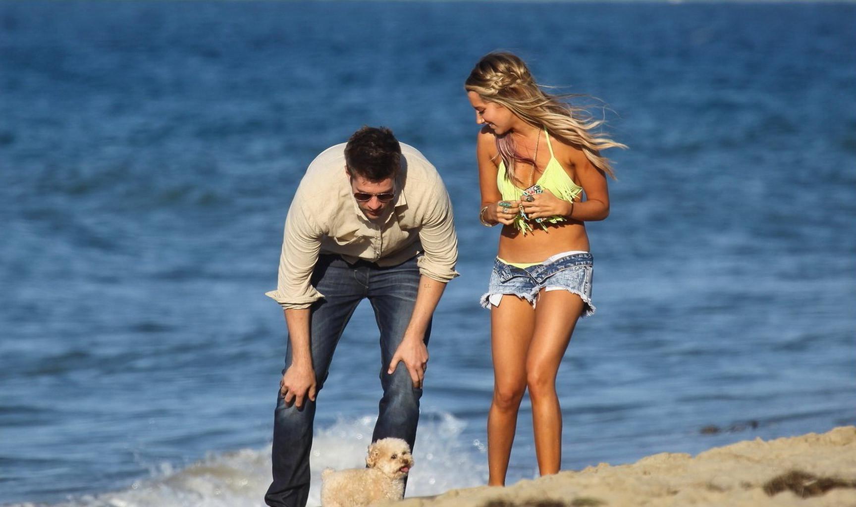 10P Ashley Tisdale busty in bikini top  unbuttoned hot pants celebrate her birthday 