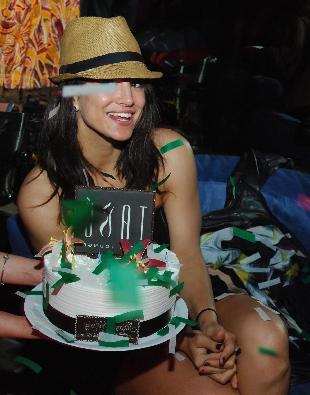10P Gina Carano leggy wearing a leather mini dress at the birthday party in Las Vega