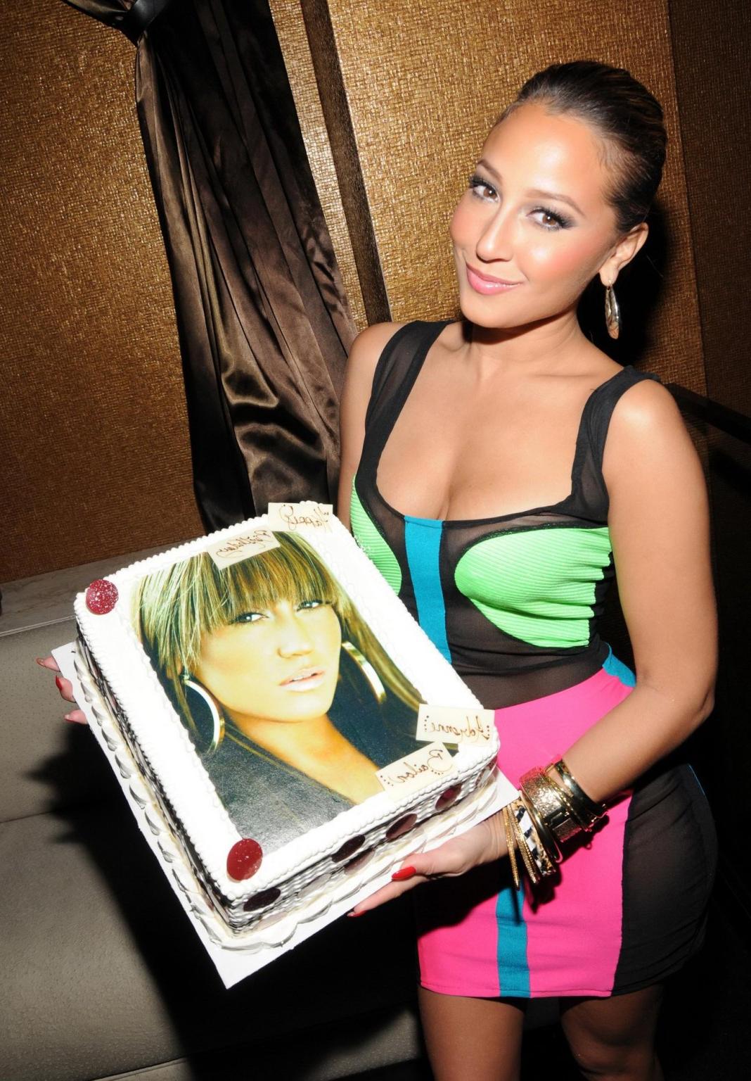 16P Adrienne Bailon busty celebrating her 28th birthday at Vanity nightclub in Las V