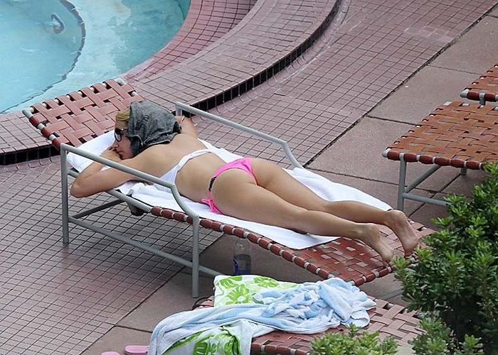 16P Ashley Tisdale exposing her sexy body and hot ass in thong on pool