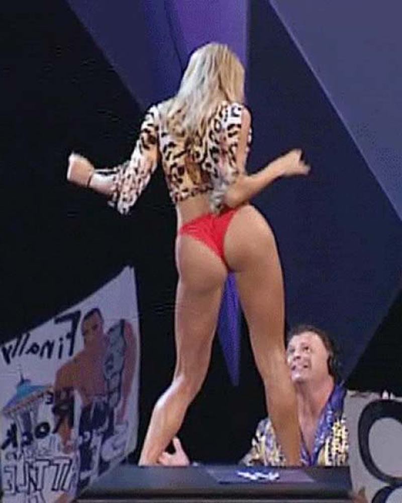 16P Stacy Keibler shows thong ass while wrestling
