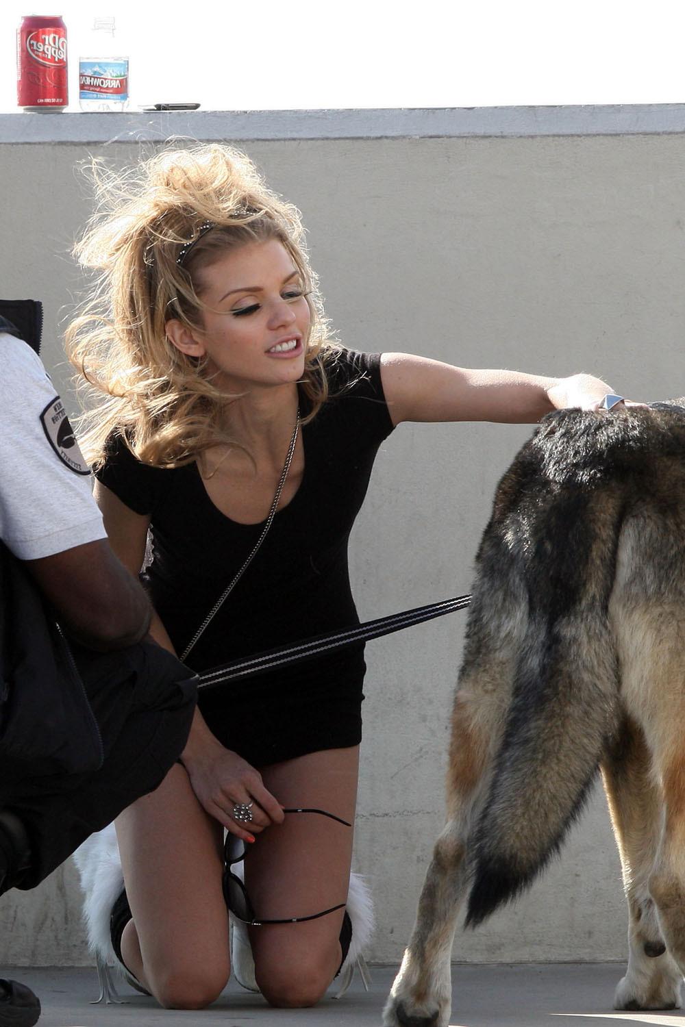 16P AnnaLynne McCord showing her ass in thong  c-thru dress on 90210 set