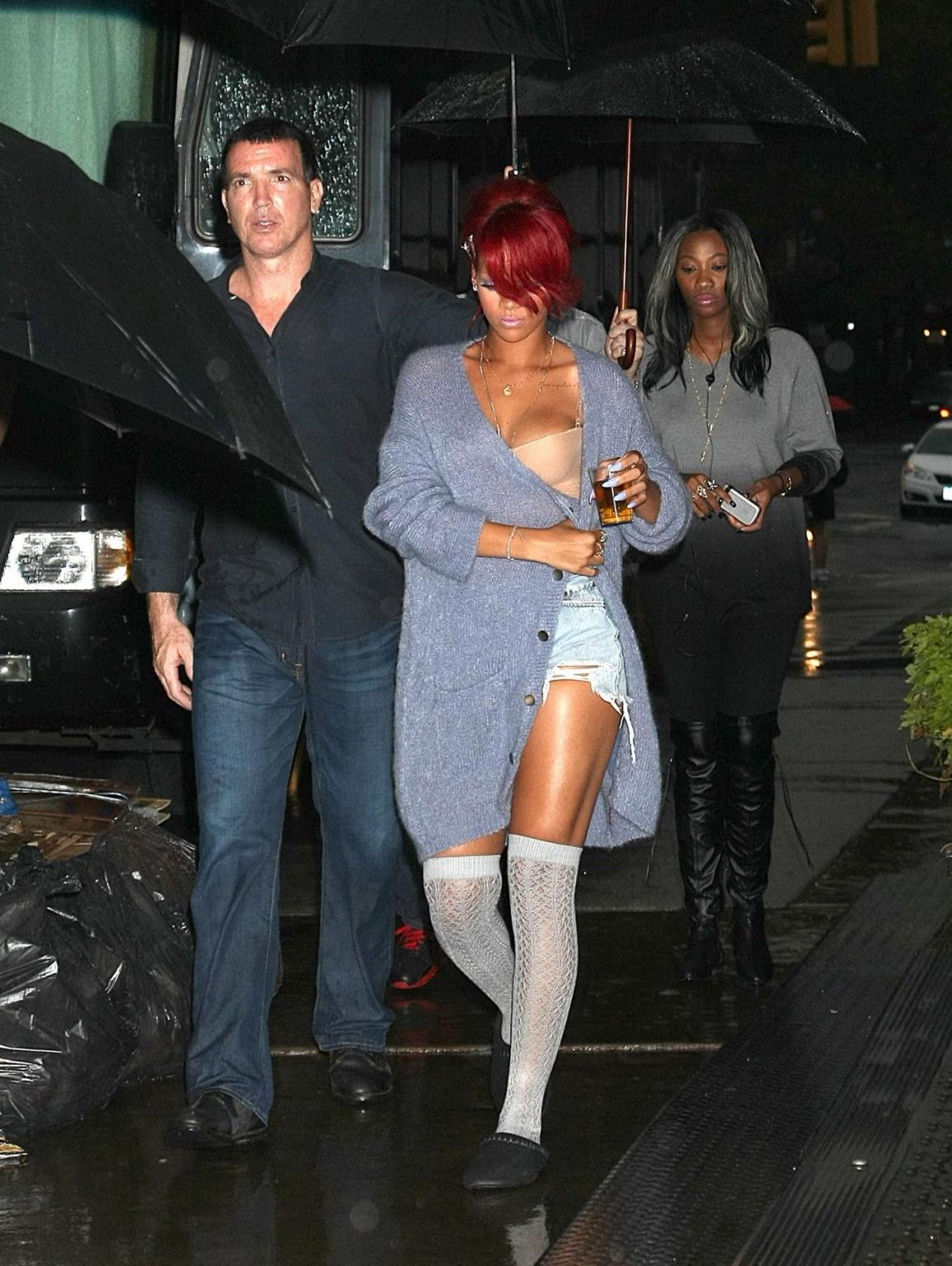 16P Rihanna busty in low cut top on 'Whats My Name' music video set in Tribeca