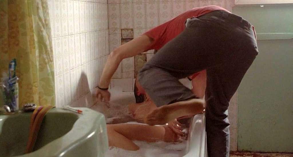 10P Abbie Cornish exposing her nice big tits and with guy nude in bathroom