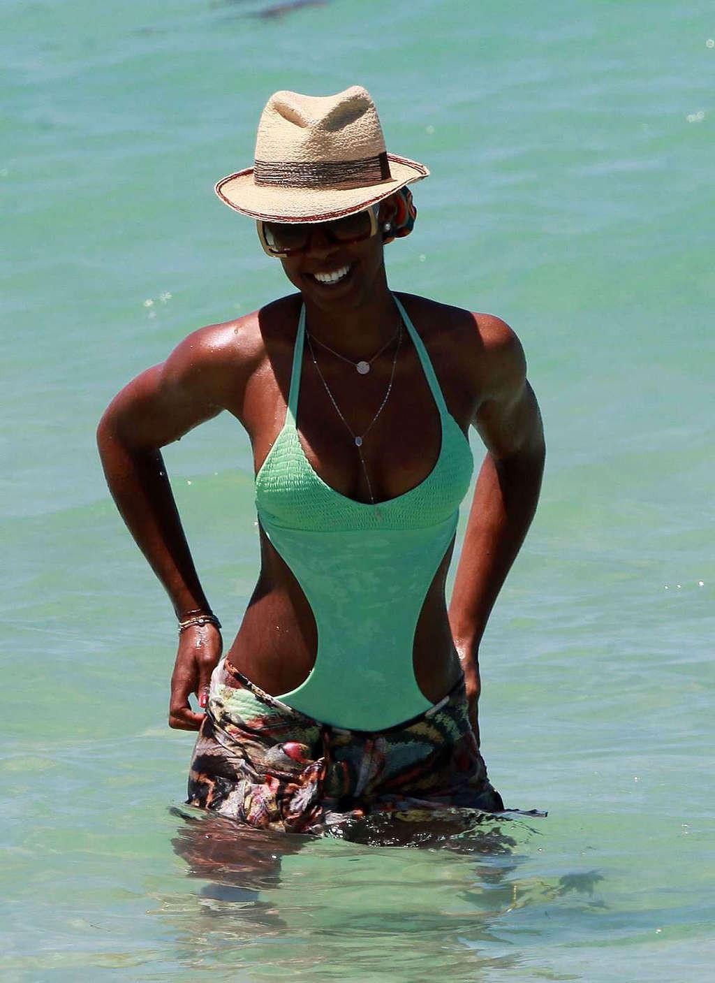 16P Kelly Rowland in see thru to thong and posing in bikini
