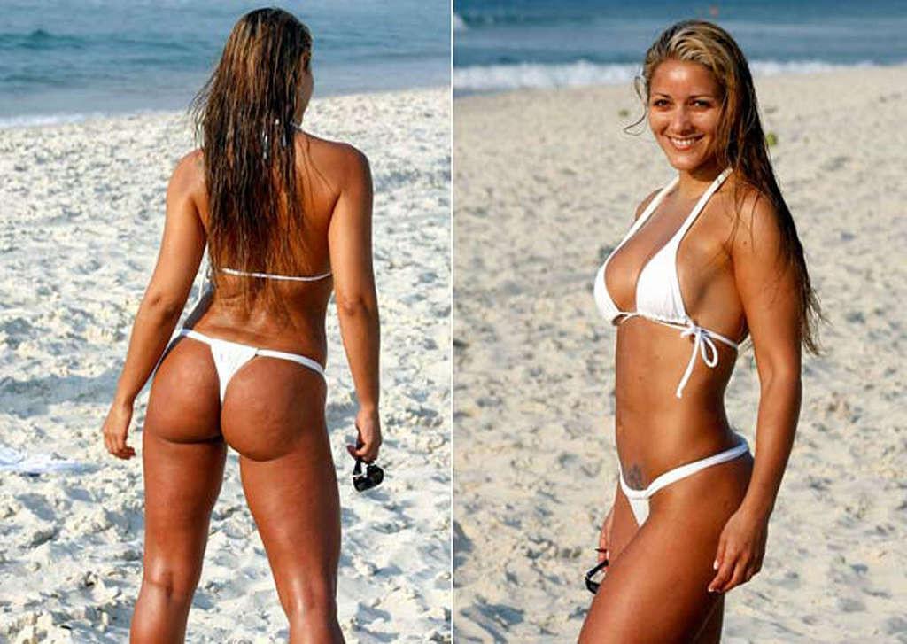16P Nana Gouveia showing her great ass in thong on beach