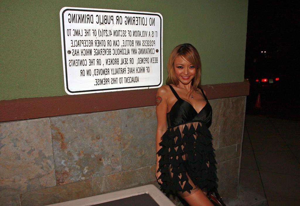 10P Tila Tequila showing her ass in thong in some sexy dress public paparazzi shoots