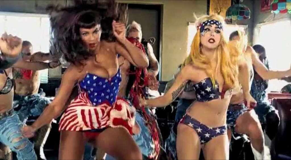 16P Beyonce Knowles looking sexy with Lady Gaga in video spot