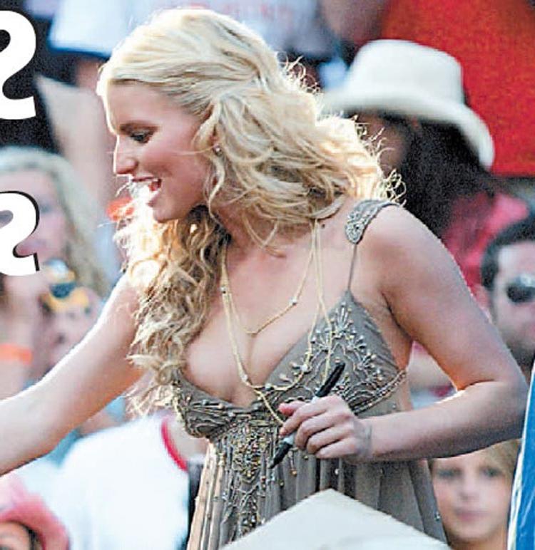 15P Jessica Simpson in bikini that shows hard nipples
