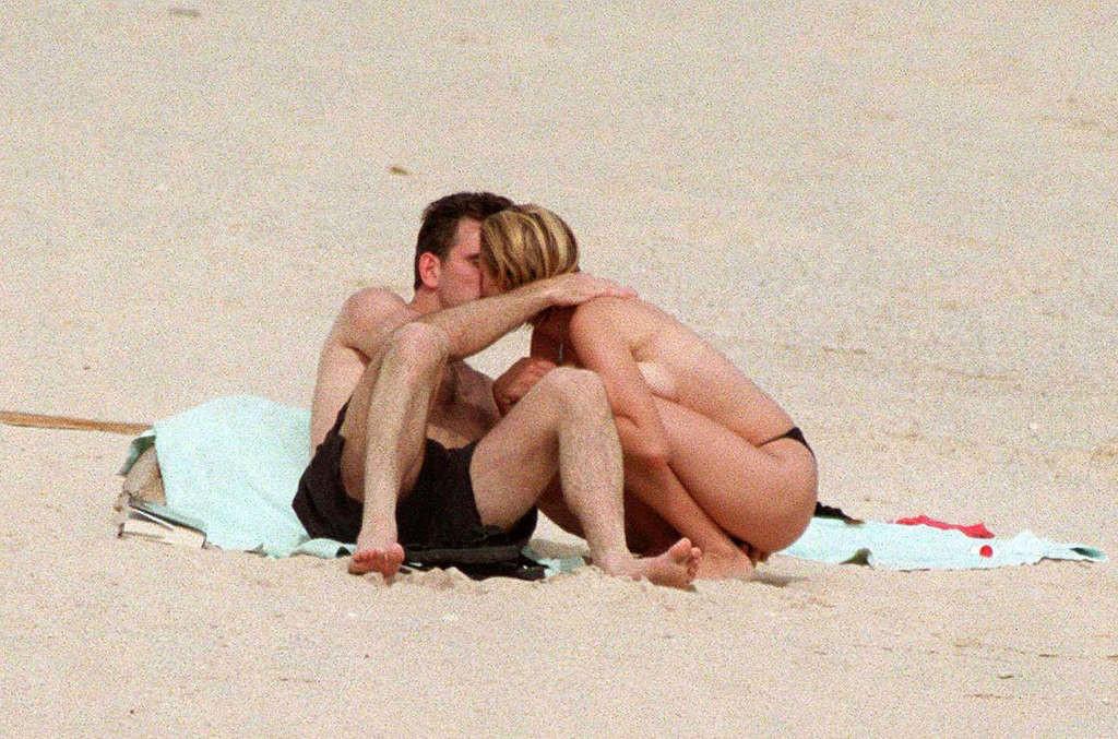 10P Cameron Diaz exposing her nice tits on beach and ass in green thong paparazzi pi
