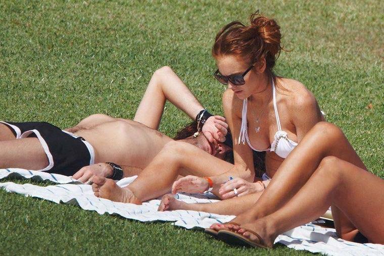 15P Lindsay Lohan seriously hot boobs in sexy bikini