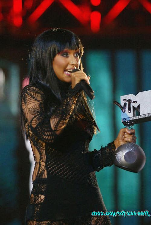 16P Christina Aguilera show thong in see thru spider outfit on stage