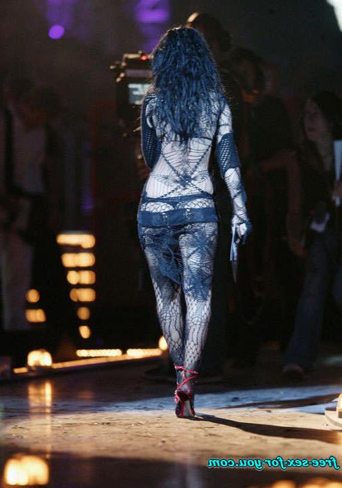 16P Christina Aguilera show thong in see thru spider outfit on stage