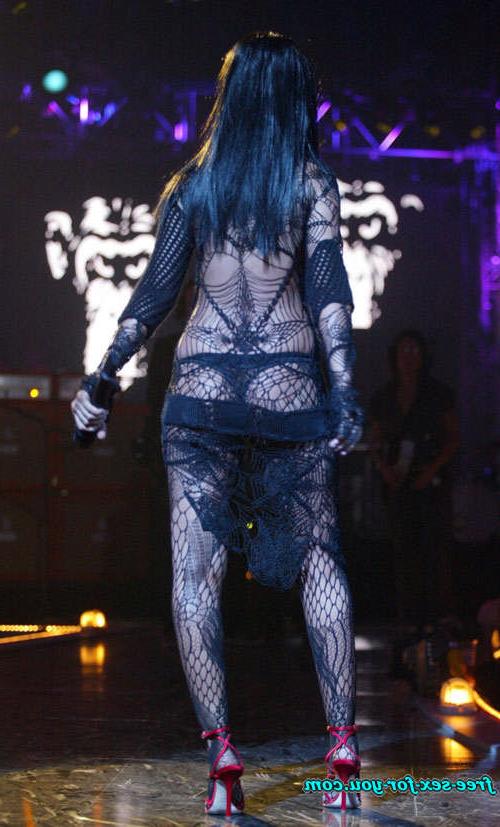 16P Christina Aguilera show thong in see thru spider outfit on stage