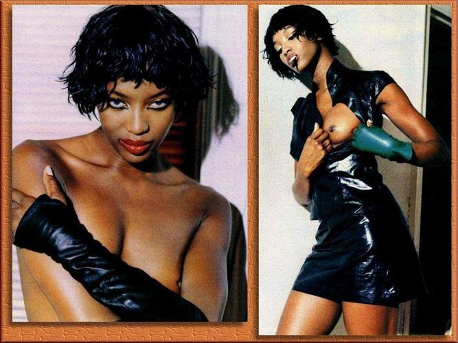 16P Naomi Campbell posing totally naked and very sexy with milk