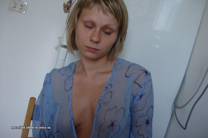 10P Collection of a slim blonde wife posing at home