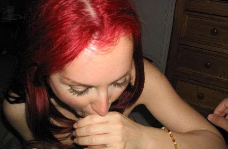15P Pictures of a fake redhead wife sucking on hard dick