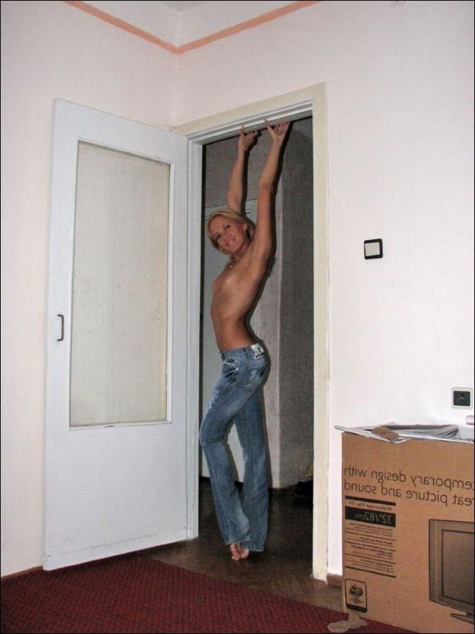 18P Hot blonde MILF gets naked and experiments with different naughty poses inside h
