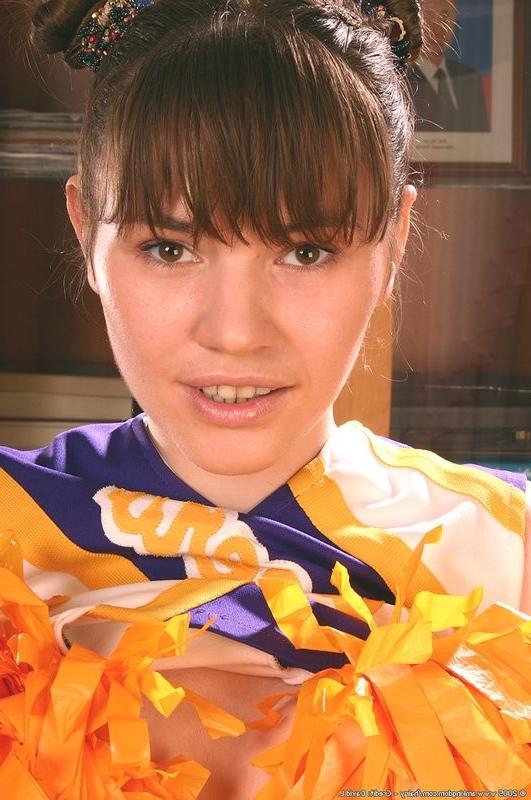 15P naughty cheergirl shows off her pom poms