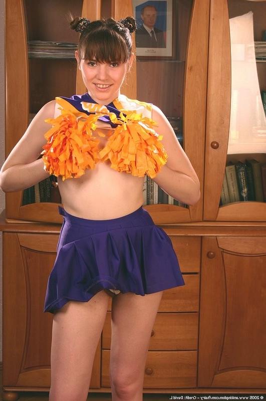 15P naughty cheergirl shows off her pom poms