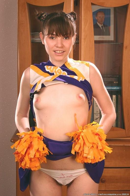 15P naughty cheergirl shows off her pom poms