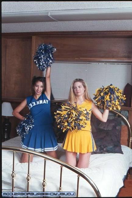 15P Cheerleaders Abby and Helen touching their perky boobies
