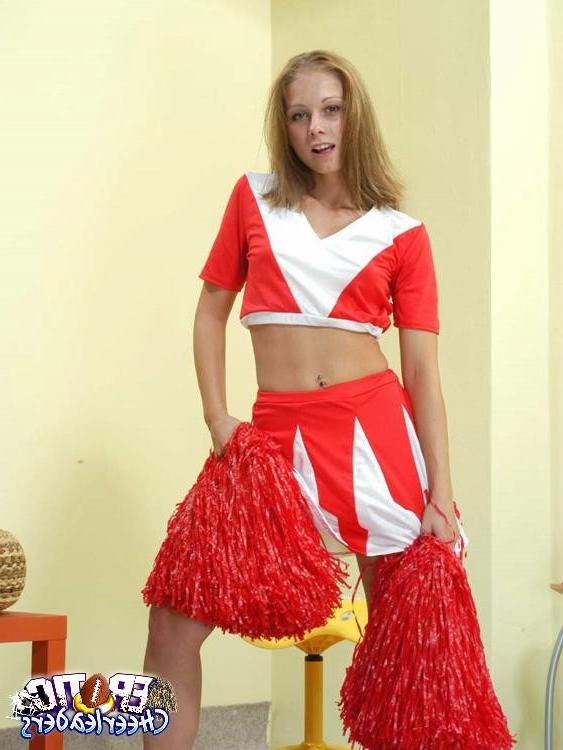 15P Perky titted delicate cheerleader strips and vibrates her fuckable cunt