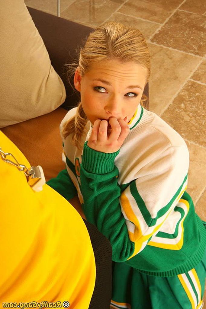 19P Cute redhead cheerleader doing the coach