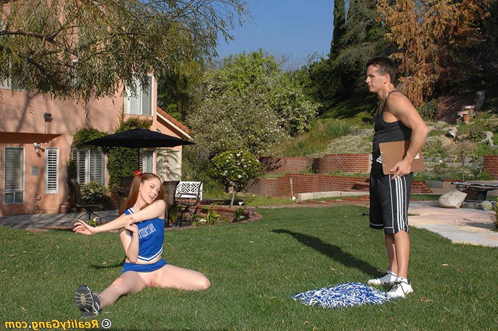 16P Cute redhead cheerleader screwing the coach