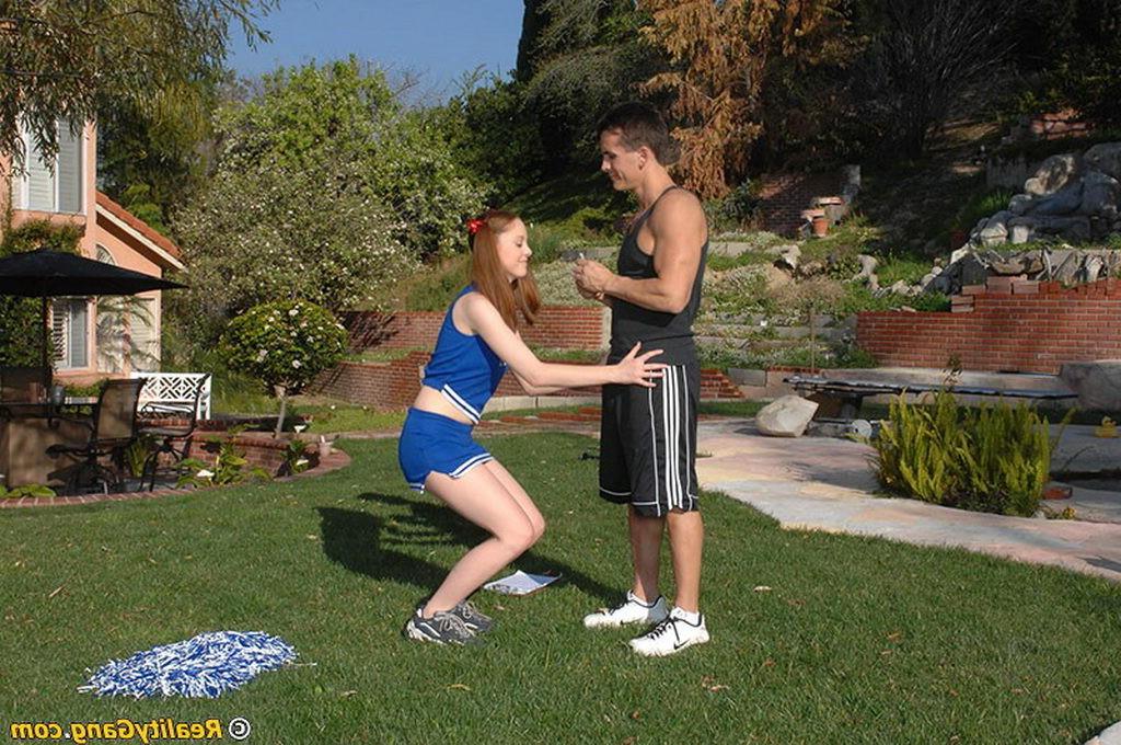 16P Cute redhead cheerleader screwing the coach