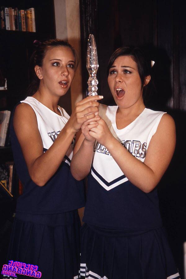 17P Hot cheerleader chicks licking their cunts and fucking toys