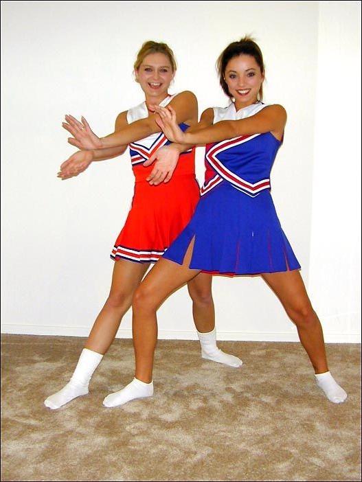 17P Two sexy cheerleaders get naked and play around