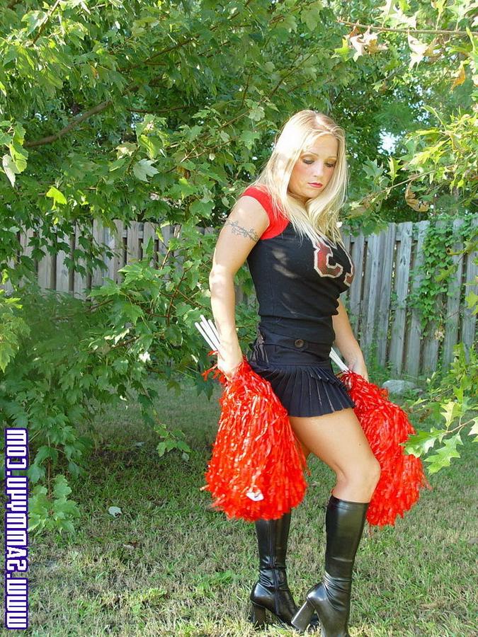 20P Hot busty cheerleader filled with sticky sperm