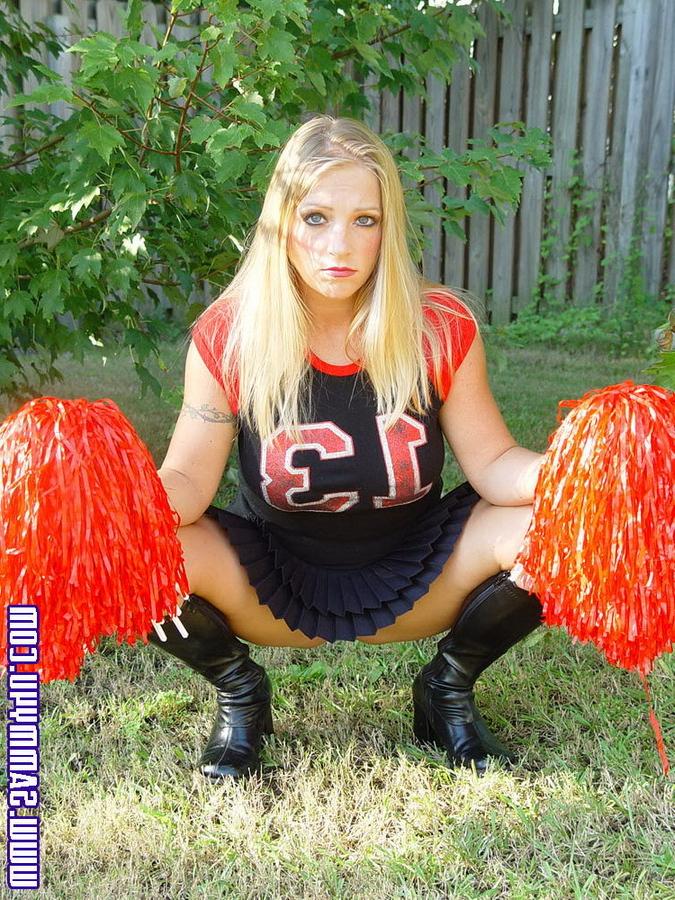 20P Hot busty cheerleader filled with sticky sperm