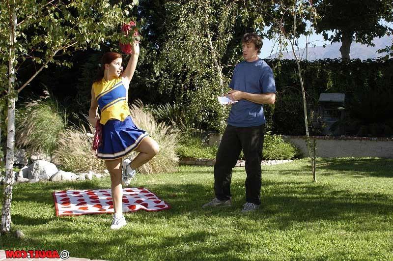 17P Beautiful young redhead cheerleader fucks well to join the squad
