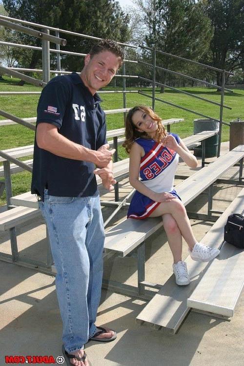17P Young beautiful eyed brunette cheerleader getting double drilled