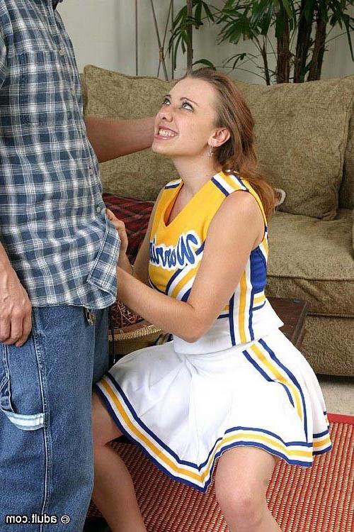 17P Cute busty cheerleader takes on two hard massive cocks