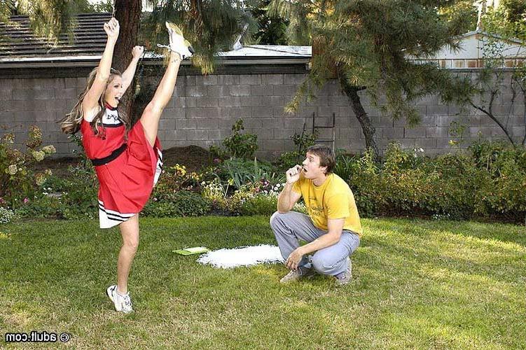 17P Cheerleader gets mouth and pussy stuffed with cock